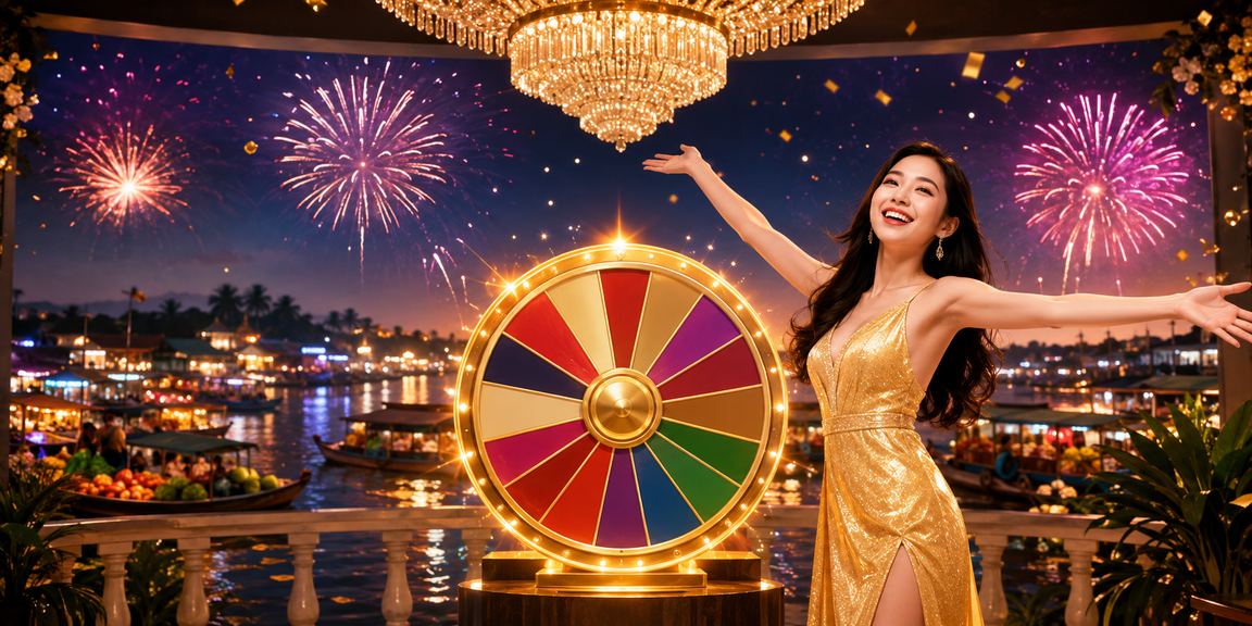 Phong cảnh sông Mekong với người tham gia chương trình bốc thăm may mắn trực tuyến